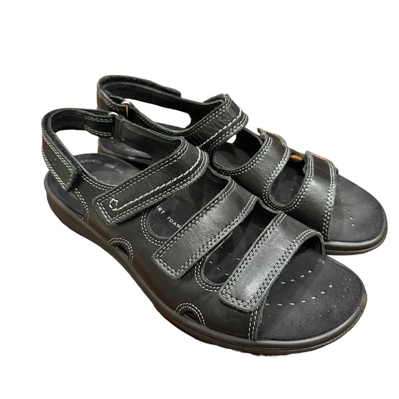 Ecco Shoes Ecco Black Babett 3 Strap Leather Comfort Sandals Size